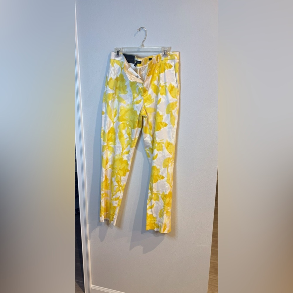 Banana Republic Yellow Floral Straight Leg Pants